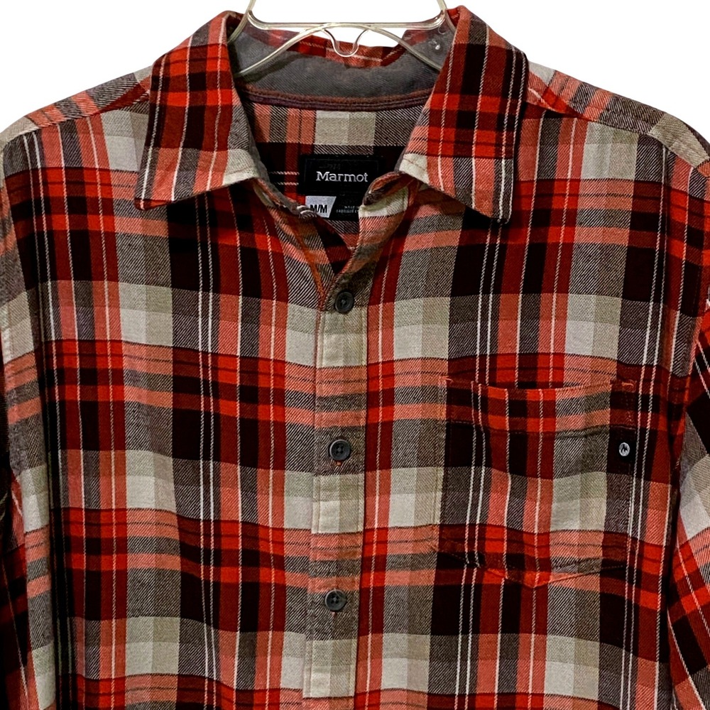 Marmot Mens Plaid Flannel Button Down Shirt M Fall Color Americana Cabincore
